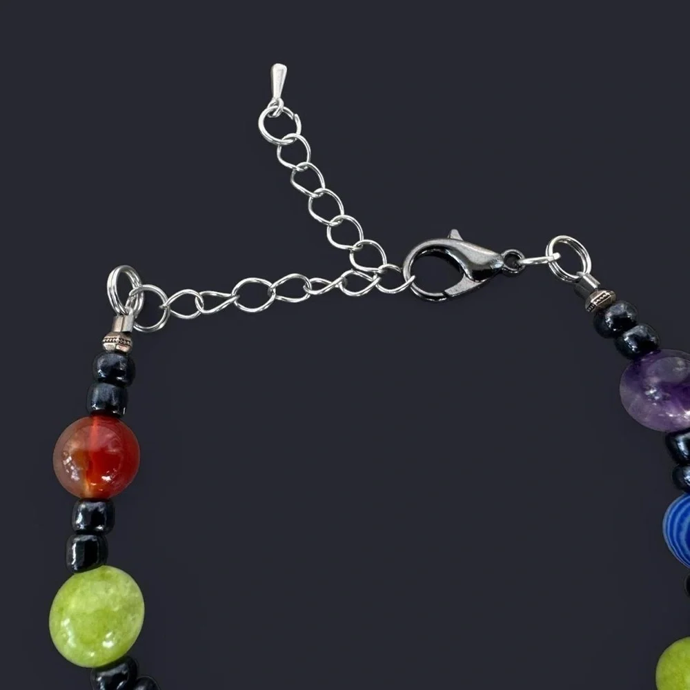 Multicolor Mixed Stones Adjustable Bead Bracelet
